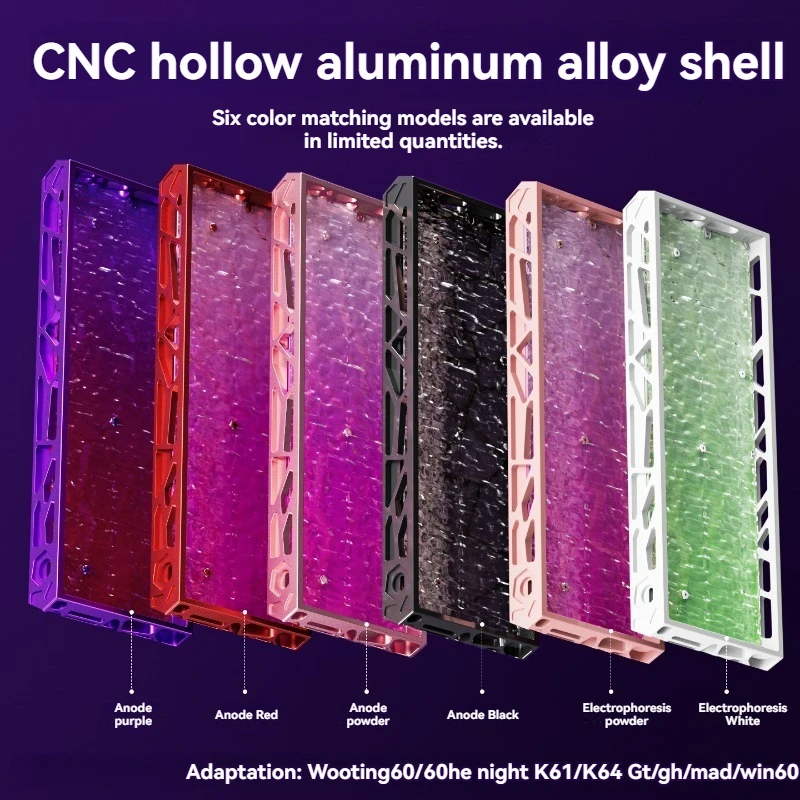 Wooting60HE-funda de teclado ahuecada, carcasa de teclado de aluminio personalizada MK GH EV63 de 60 diseños para accesorios de teclado mecánico - imagen 5
