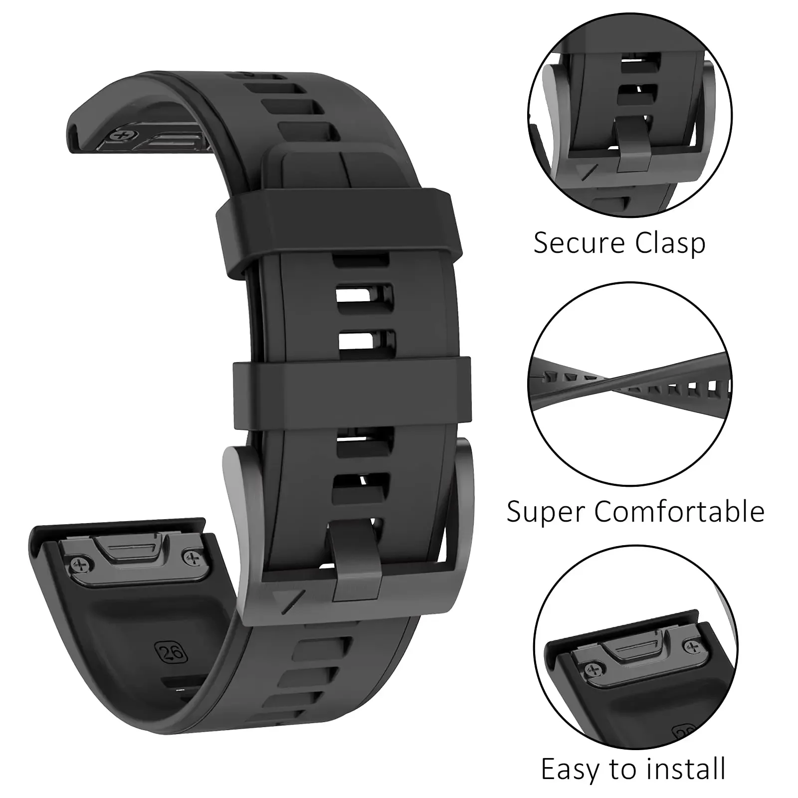 Correa deportiva de silicona para Garmin Fenix 8 E 7X 7 6X Band Quatix 7X 6/Instinct 2X pulsera Solar QuickFit 22mm 26mm 2 uds - imagen 5