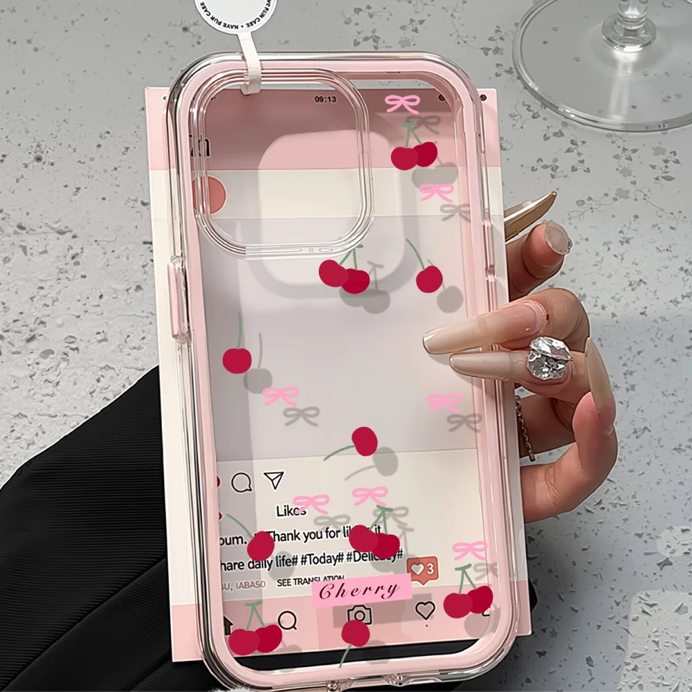 Funda de teléfono 2 en 1 de Color caramelo cereza para iPhone 17 16 Pro Max 13 11 15 14 12 17 Air 17promax Funda transparente de TPU suave - imagen 2