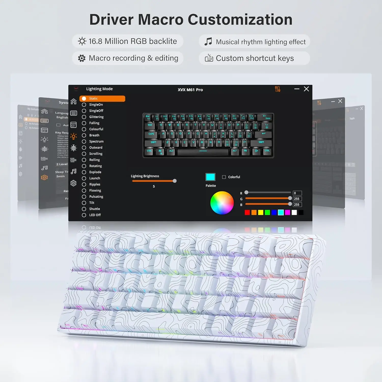 XVX M61 Pro Bluetooth/2,4 GHz/USB-C Teclado mecánico inalámbrico para jugar teclado intercambiable en caliente interruptor prelubricado teclado personalizado - imagen 5