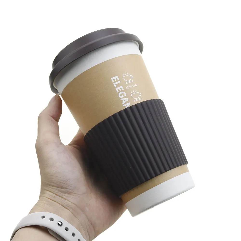 JCD 1 Juego de tapa de taza de silicona Universal + cubierta de taza aislamiento antipolvo manga de taza tapas de taza de café funda antideslizante para botella de agua - imagen 3