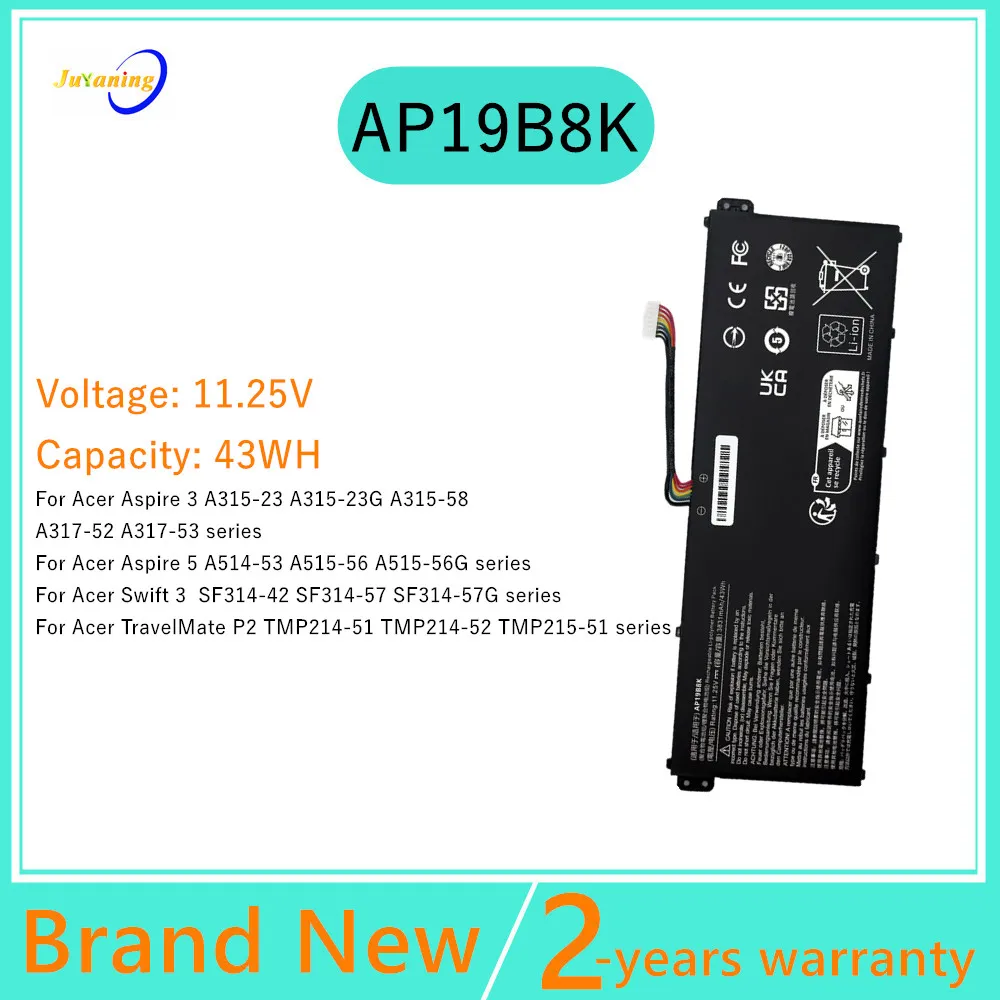 Batería del ordenador portátil para Acer Aspire 3 A315-23 A315-23G A315-58 A317-52 A317-53 5 A514-53 A515-56 Swift 3 SF314-42 serie AP19B8K