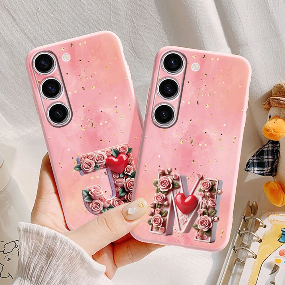 Funda de teléfono para Samsung Galaxy S26 Plus S26 Ultra, funda con letras artísticas rosas para mujer, corazón, amor, Día de San Valentín, Samsung s26