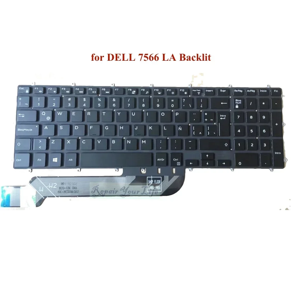 Teclado retroiluminado latino de EE. UU. para DELL Vostro 7566 7570 Inspiron 5565 5567 5765 17 7773 7779 7778 teclados retroiluminados 08Y88W 8Y88W