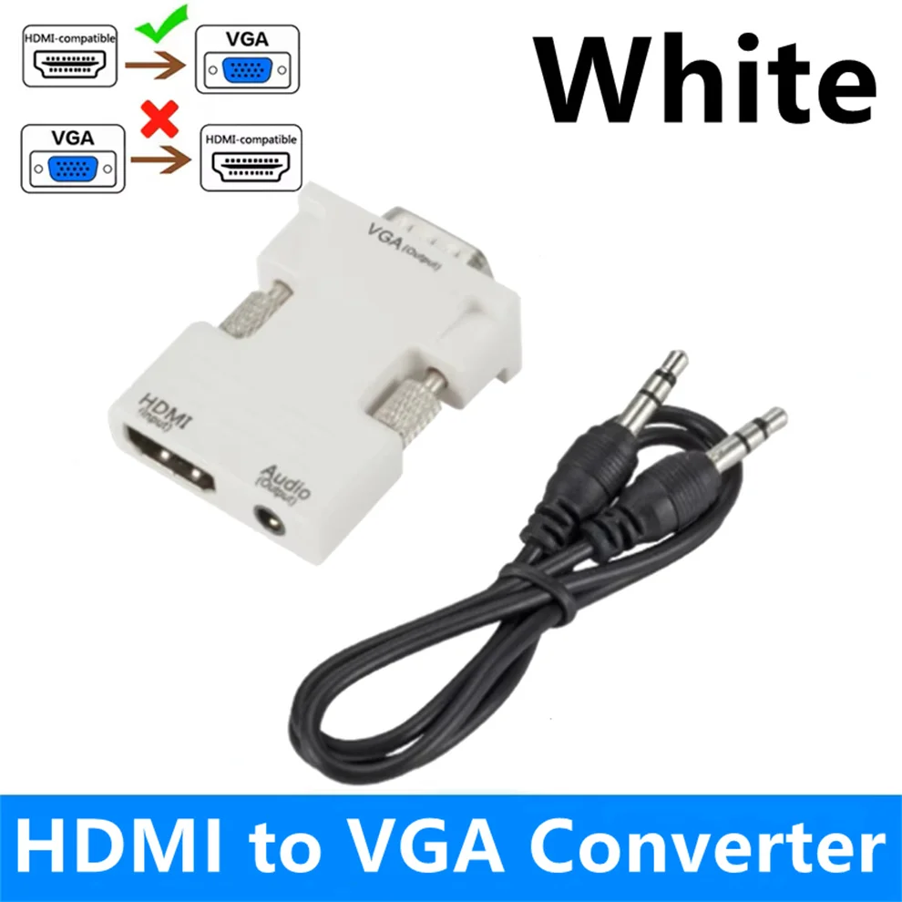 White HDMI to VGA