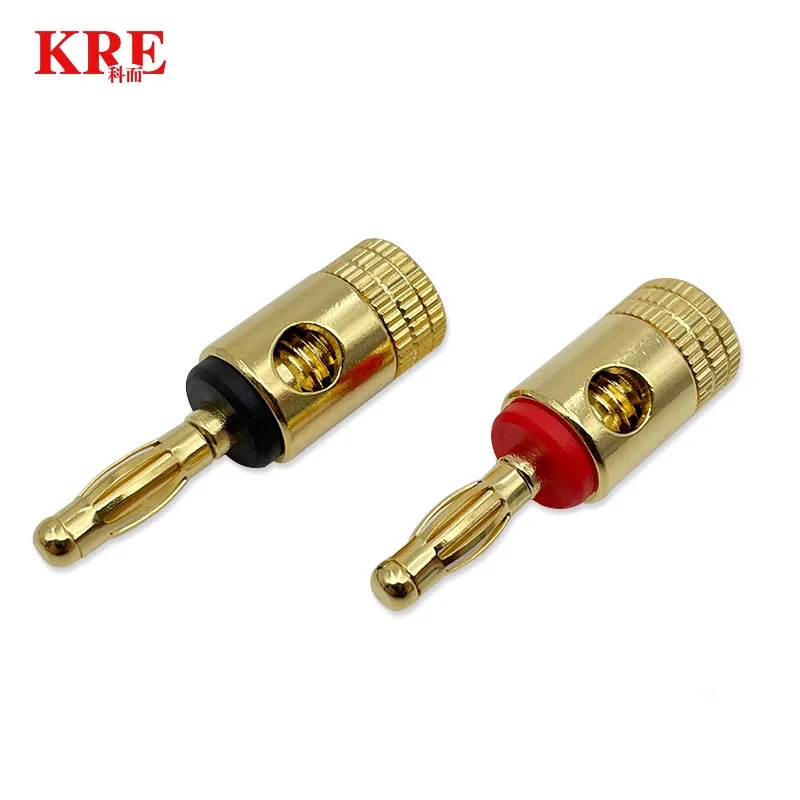 Conector de clavija de plátano chapado en oro de cobre puro de 4mm para Audio y vídeo, Kit de conectores de Terminal adaptador de Cable de altavoz, 2 uds. - imagen 2