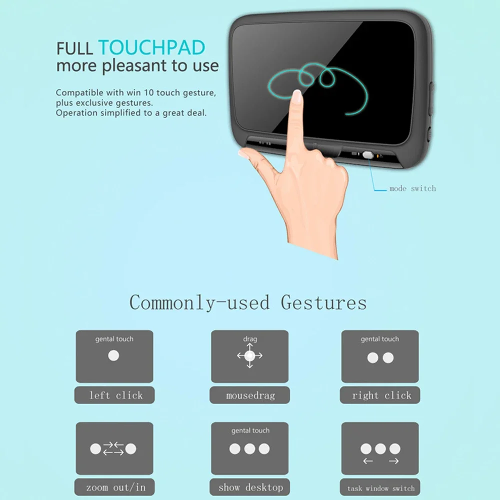 Teclado inalámbrico 2,4G con panel táctil pantalla completamente táctil Mini teclado Air Mouse teclado recargable retroiluminado para ordenador portátil Smart TV - imagen 2