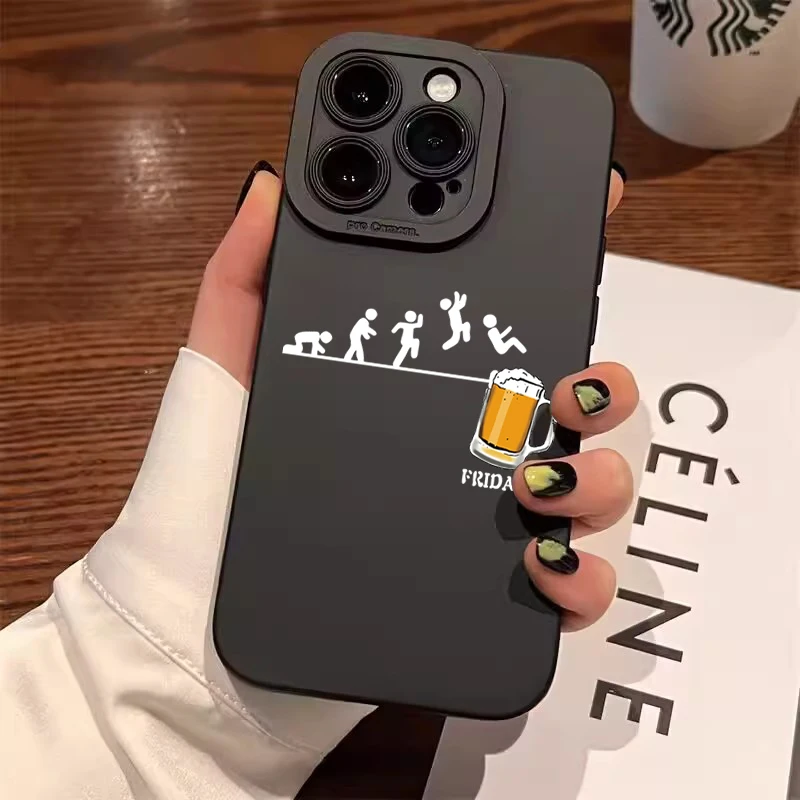 Para Xiaomi Redmi Note 10 11 12 Pro 13 14 Pro Plus 5G 11S 10S 12S 12C 14C 13C 4G funda negra divertida Beer Man funda de teléfono de silicona