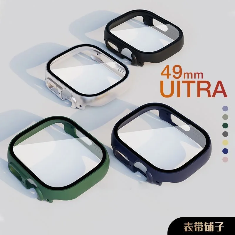 Vidrio + funda para Apple Watch Ultra 2 49mm correa smartwatch PC parachoques + Protector de pantalla cubierta templada Apple Watch Ultra Accesorios