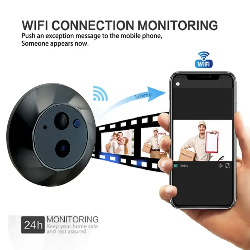 Visor de mirilla de puerta WiFi, pantalla IPS 4,3, timbre de puerta Digital inalámbrico, visión nocturna, detección de movimiento PIR para seguridad del hogar - imagen 3