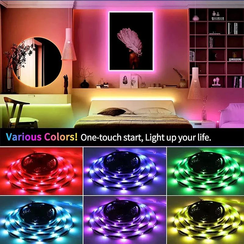 Tira de luces Led Bluetooth RGB 5050, cinta de luz Led inteligente, tiras de iluminación Led flexibles de 5V, adhesivo, tira de luces Led de 24 teclas con control remoto - imagen 3