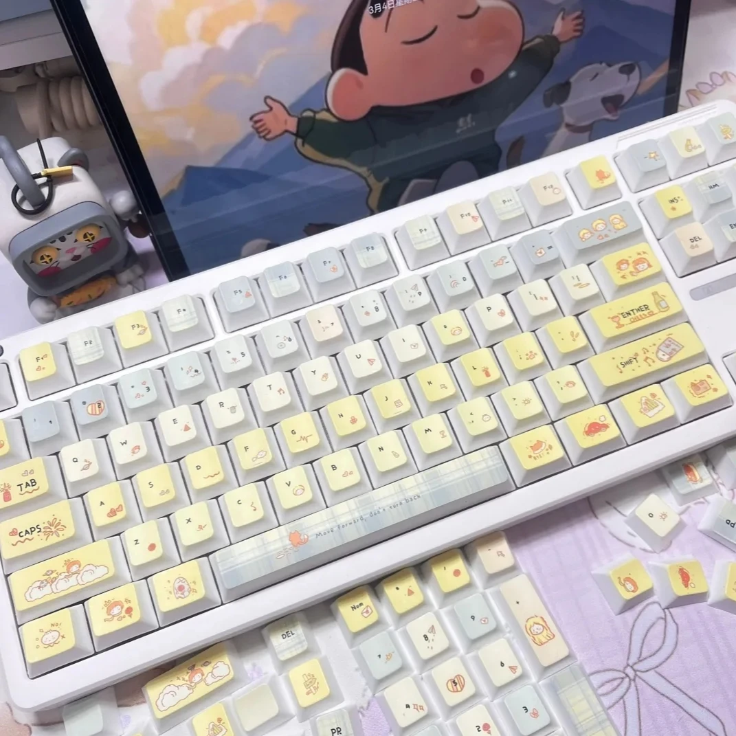 Juego de teclas con tema de cuaderno Heartbeat, tapas de teclado PBT, teclas de perfil de cereza personalizadas para accesorios de teclado mecánico - imagen 2