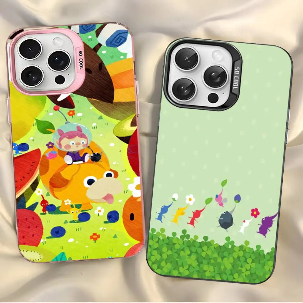 P-PIKMIN 4 funda de teléfono para iPhone 17 16 15 14 13 12 11 Pro MAX mate a prueba de golpes trasera anticaída cubierta mate