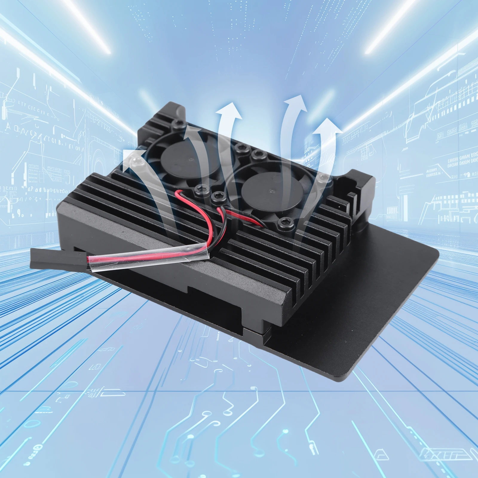 Caja de Metal de refrigeración pasiva de alta resistencia con ventilador de refrigeración Dual, caja de refrigeración de aluminio con cinta térmica para Raspberry Pi 4B