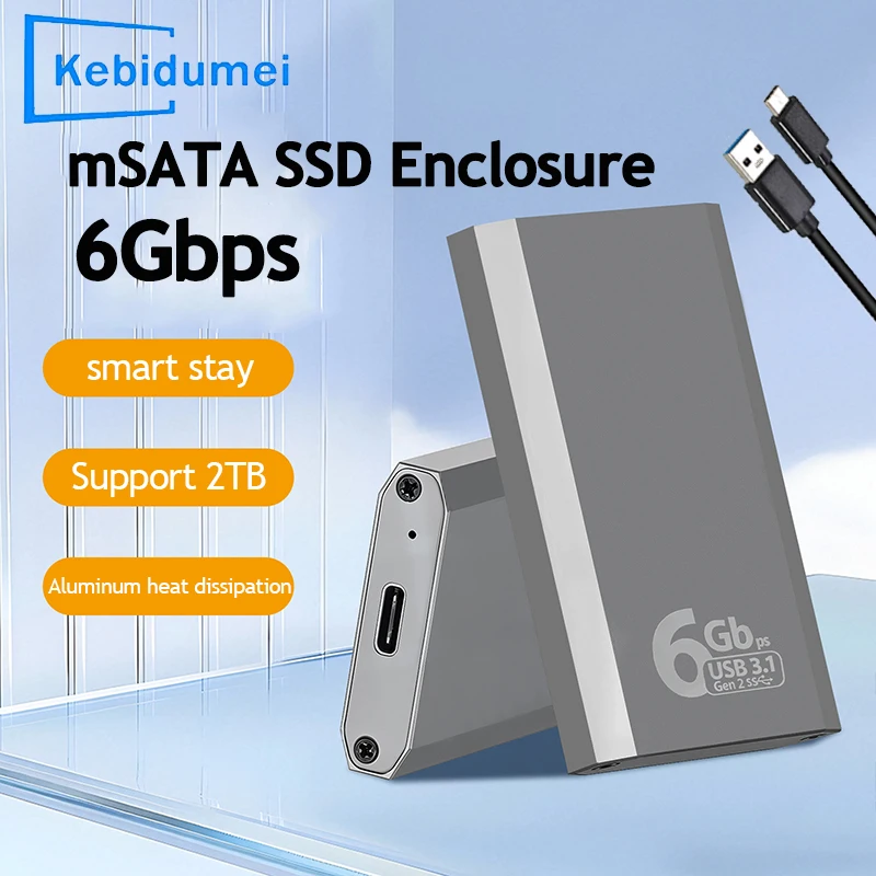 Caja SSD mSATA a USB 3,1, carcasa SSD de 6Gbps para disco duro mSATA HD, caja de almacenamiento, adaptador para PC/portátil/teléfono