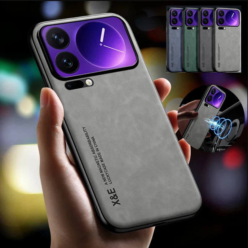 Para Xiaomi Mi 17 Pro Max PU cuero soporte magnético para coche funda de silicona para Xiaomi Mi 17Pro Max cubierta de protección de hierro integrada - imagen 3