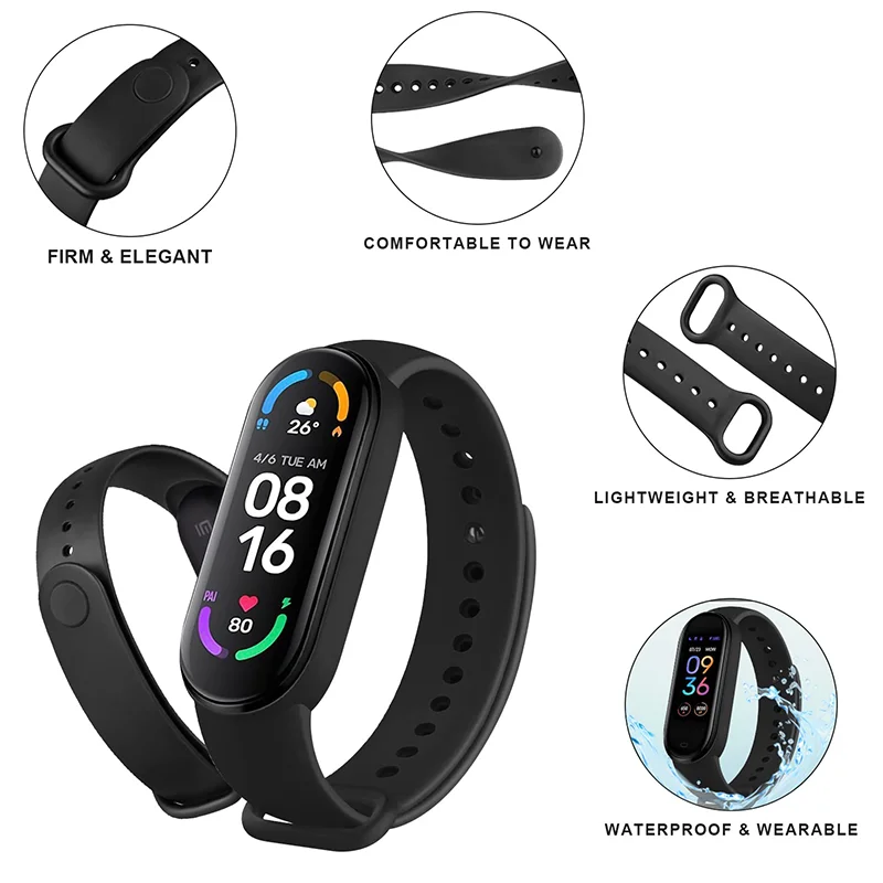 Correa de reloj de silicona oficial para Mi Band 7, 6, 4, 5, 3, accesorios deportivos de repuesto para reloj inteligente, 1-3 uds. - imagen 3
