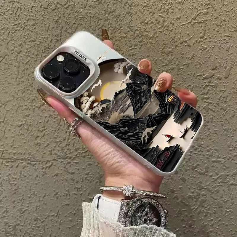 Funda con paisaje chino para iPhone 16 15 14 13 12 11 Pro Max XR 7 8 Plus, carcasa protectora de pantalla a prueba de golpes - imagen 3