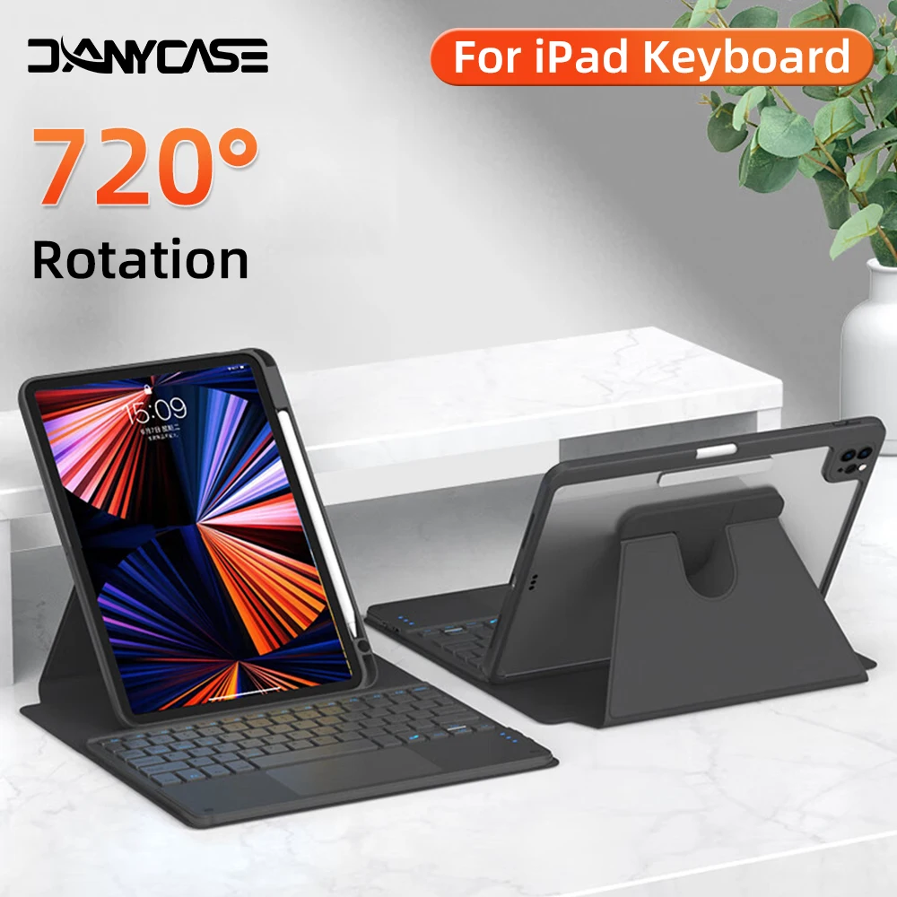Funda con teclado magnético para iPad Pro 11 Air 4/5 10,9 10,5 10,2 9/8/7a generación cubierta transparente con teclado y ratón - imagen 2