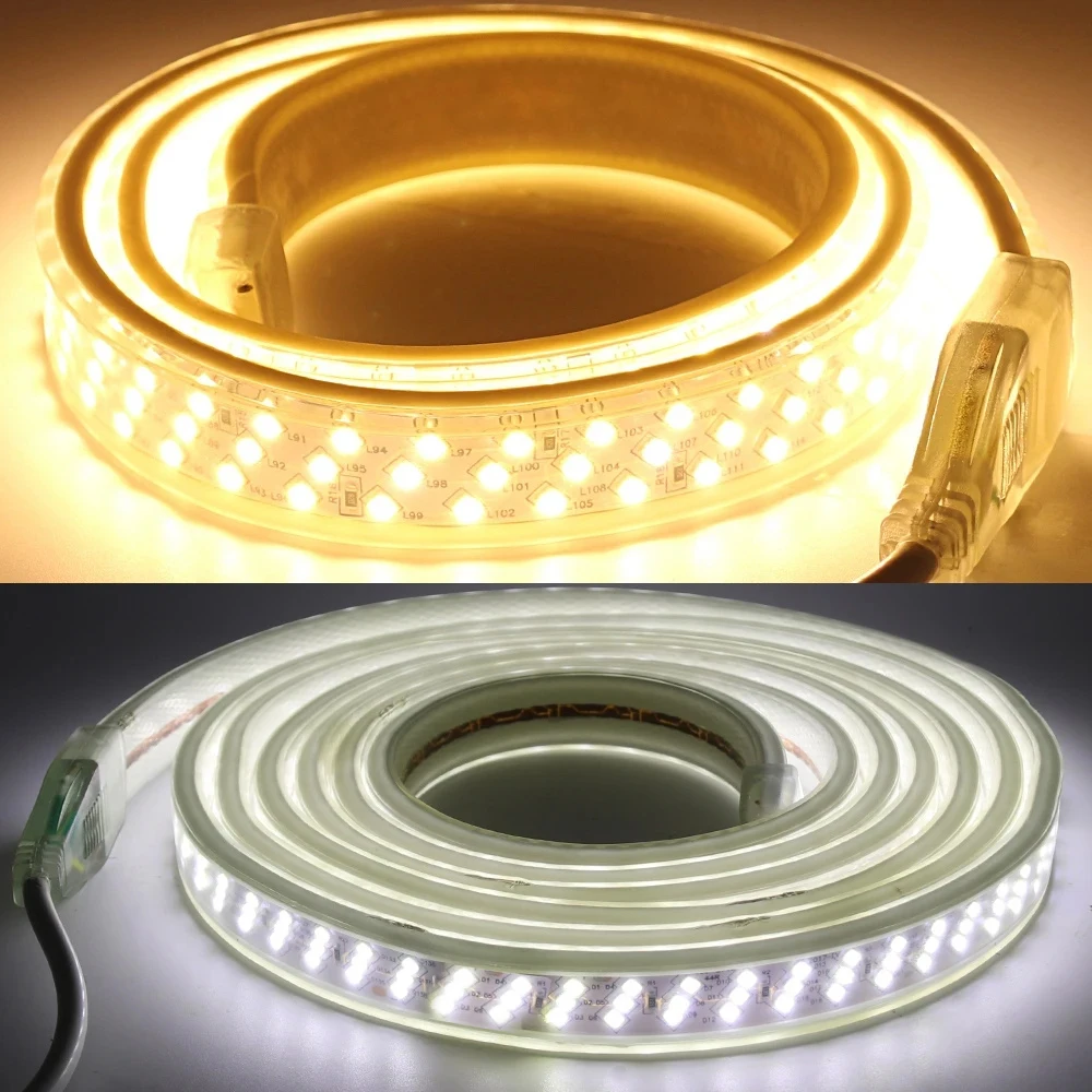 Tira de luces LED de 220v con enchufe de alimentación de la UE 2835 cinta Flexible tira de LED impermeable 220v para iluminación de jardín y sala de estar - imagen 4