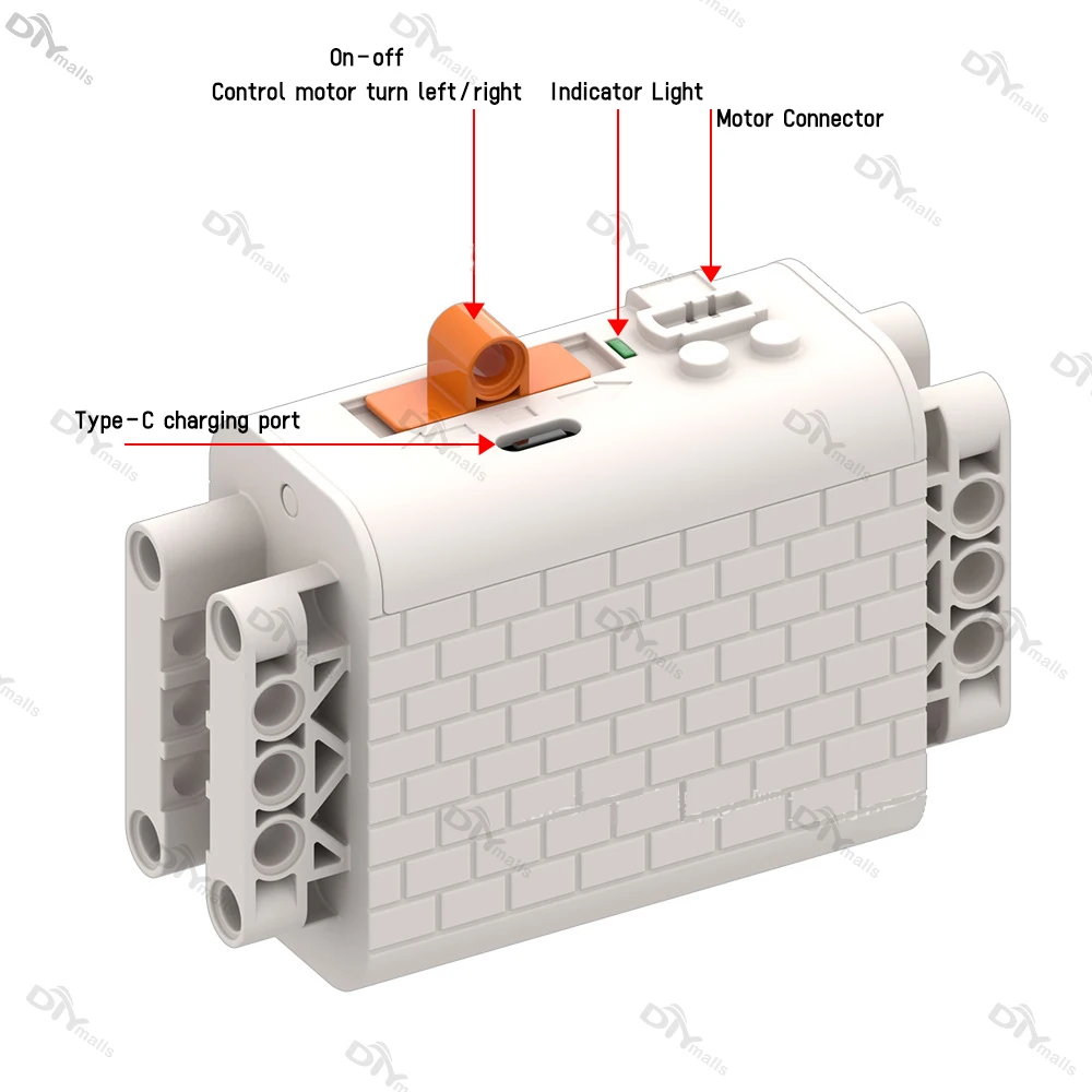 Caja de batería de litio recargable MOC 7,4 V para bloques de construcción MOC funciones de energía 59510 8883 servomotor coche 8878 8881 - imagen 4