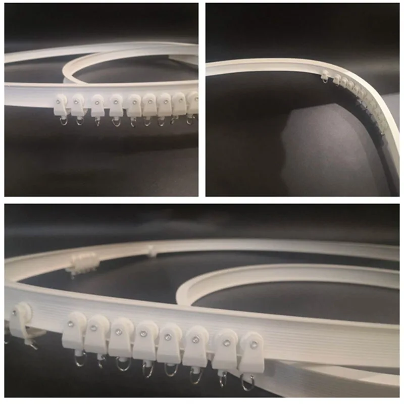 Juego de riel de cortina Flexible de PVC, 1,2 M, 1,5 M, 2,4 M, techo recto, lado superior, tornillo de pared, ventana montada, coche, balcón, Flexible - imagen 3