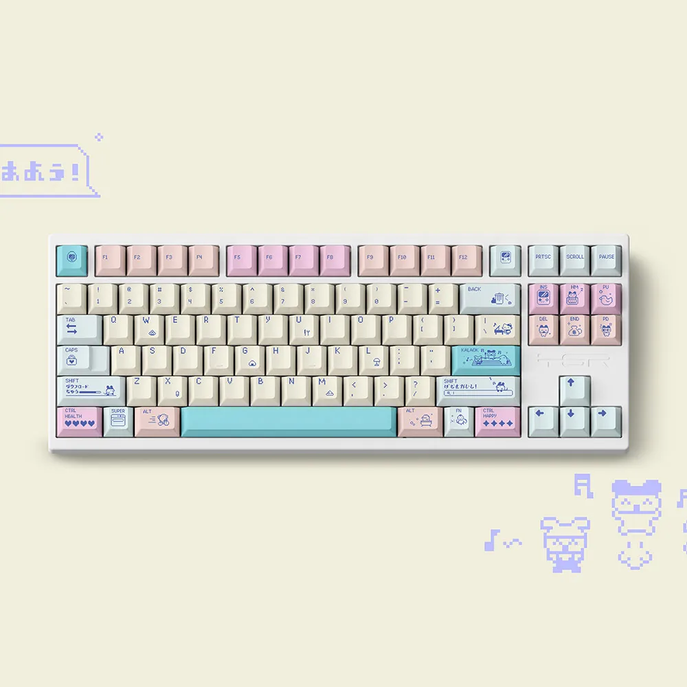 Juego de teclas electrónicas con tema de píxeles para mascotas, tapas de teclado PBT, teclas personalizadas con perfil de cereza para accesorios mecánicos Keybaord - imagen 3