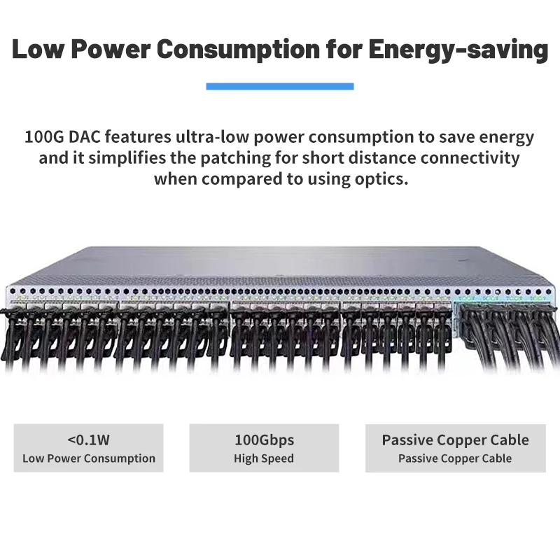 Cable DAC QSFP de 100Gb, conector Twinax pasivo de cobre para interruptor Mikrotik,Huawei y Juniper, 0,5 m,1M,2M,3M,5M, 100G, QSFP28 a QSFP28 - imagen 4
