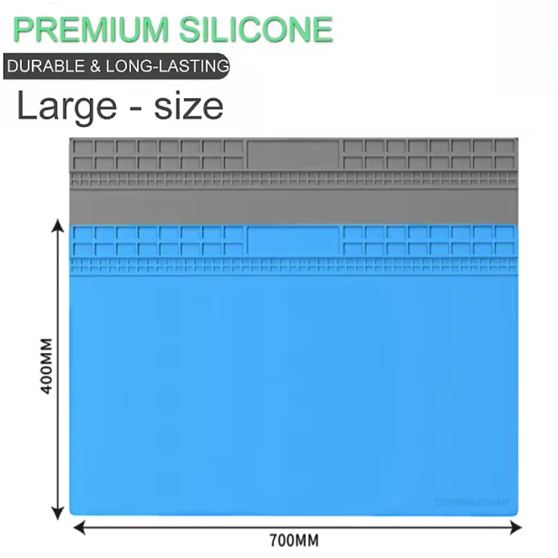 Estera de reparación de silicona resistente al calor, aislamiento de alta temperatura, desmontable para reparaciones organizadas de teléfonos/portátil y trabajos SMD de precisión