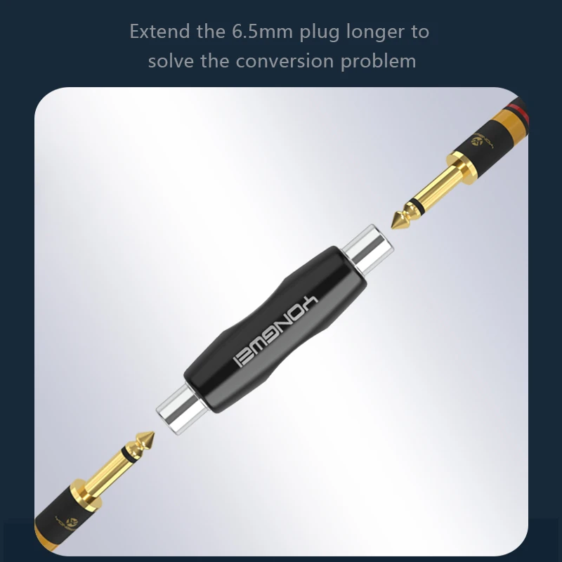 YONGWEI Adaptador de enchufe de doble cabezal para Audio estéreo conector hembra a hembra, acoplador de Cable, F/F, 6,35mm/6,5mm - imagen 3