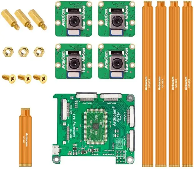 Arducam Kit de cuatro cámaras con enfoque automático de 16 MP para Raspberry Pi, cámara Raspberry Pi sincronizada con enfoque automático IMX519 de 16 MP, Compatible con - imagen 2