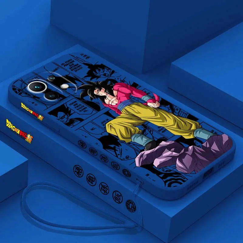 D-Dragon Ball Saiyan Goku Anime para Xiaomi Mi 17 15 14 13 12 11 9 13T 12T Lite Pro Max 5G cubierta de la caja del teléfono de cuerda izquierda líquida - imagen 3
