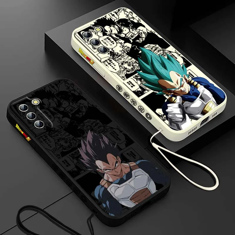 D-Dragon Ball Anime Vegeta para Samsung Galaxy S25 S24 S23 S22 S21 S10 FE Plus Ultra 5G cubierta de la caja del teléfono de cuerda izquierda líquida - imagen 2