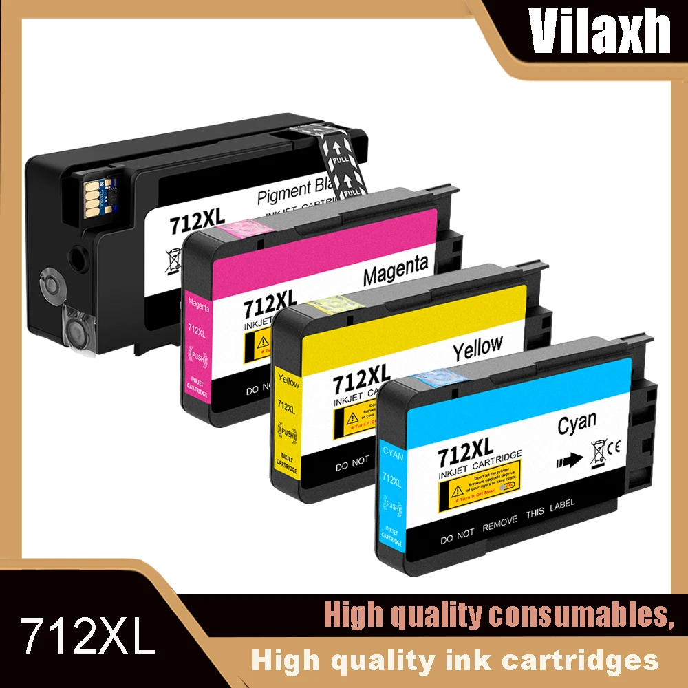 Vilaxh 712 XL 712XL 3ED71A 3ED67A cartucho de tinta Compatible con inyección de tinta para HP712 para impresora HP DesignJet T210 T230 T250 T630 T650