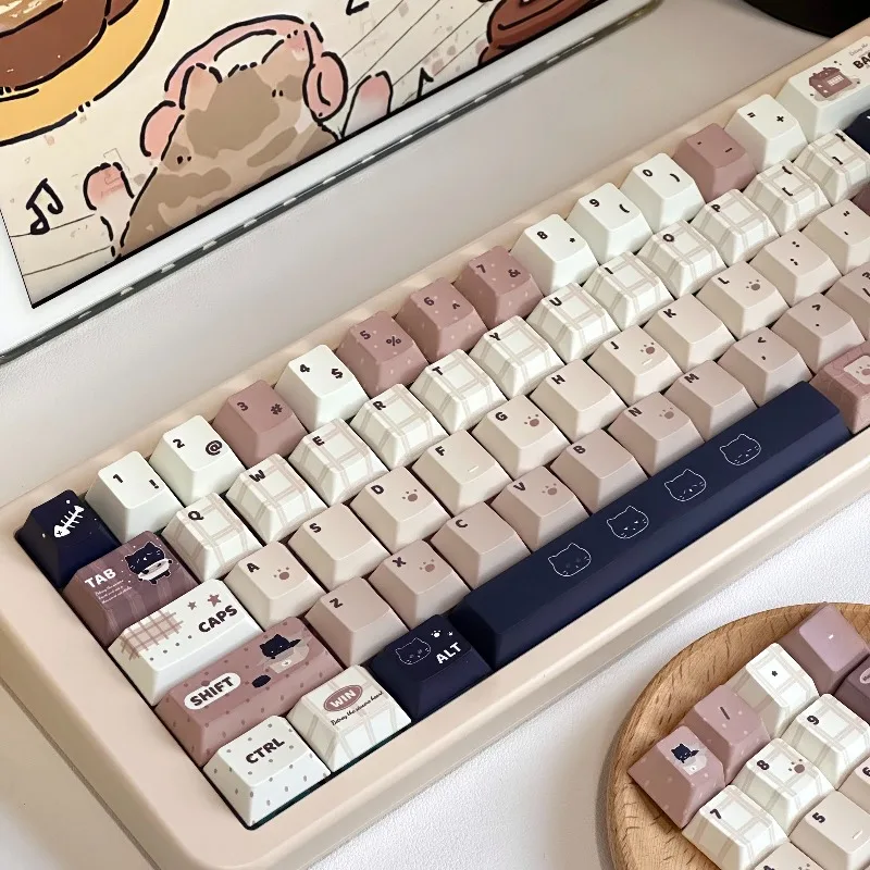 Juego de teclas Meow Fun Time de 147 teclas, teclas personalizadas con perfil de cereza PBT, bonitas tapas de teclado para juegos, accesorios de teclado mecánico - imagen 2
