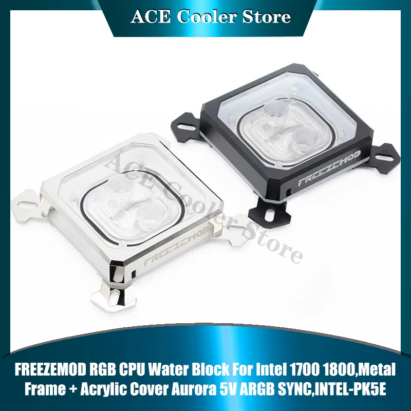 Bloque de agua de CPU FreezeMod para Intel 1700 1800, marco de metal + cubierta acrílica, Aurora 5V ARGB SYNC - imagen 4