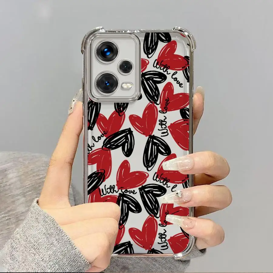 Funda para Redmi Note 11 12 13 10 Pro 9S 10s 11s 10 Lite 14 Pro Plus cubierta transparente corazón de amor creativo - imagen 3