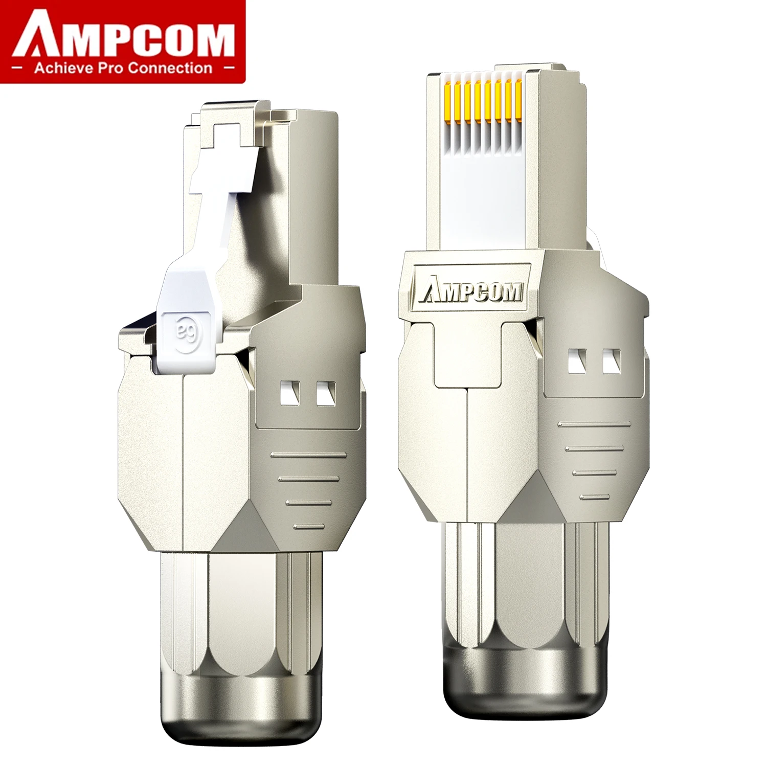 AMPCOM-conectores RJ45, conector Modular, Cat6, Cat6A, CAT7, CAT8, STP, red sin Toolless, enchufes Ethernet, Cable, herramienta de Internet gratis - imagen 2