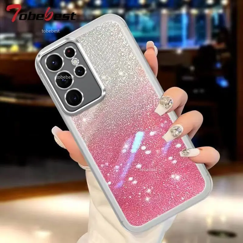 Funda protectora de silicona con purpurina ostentosa para Samsung Galaxy S25 S24 S23 S22 S21 Ultra S20 FE, funda trasera suave - imagen 5