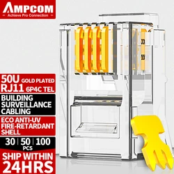 AMPCOM RJ11 Conector Modular para Teléfono e Internet en Casa