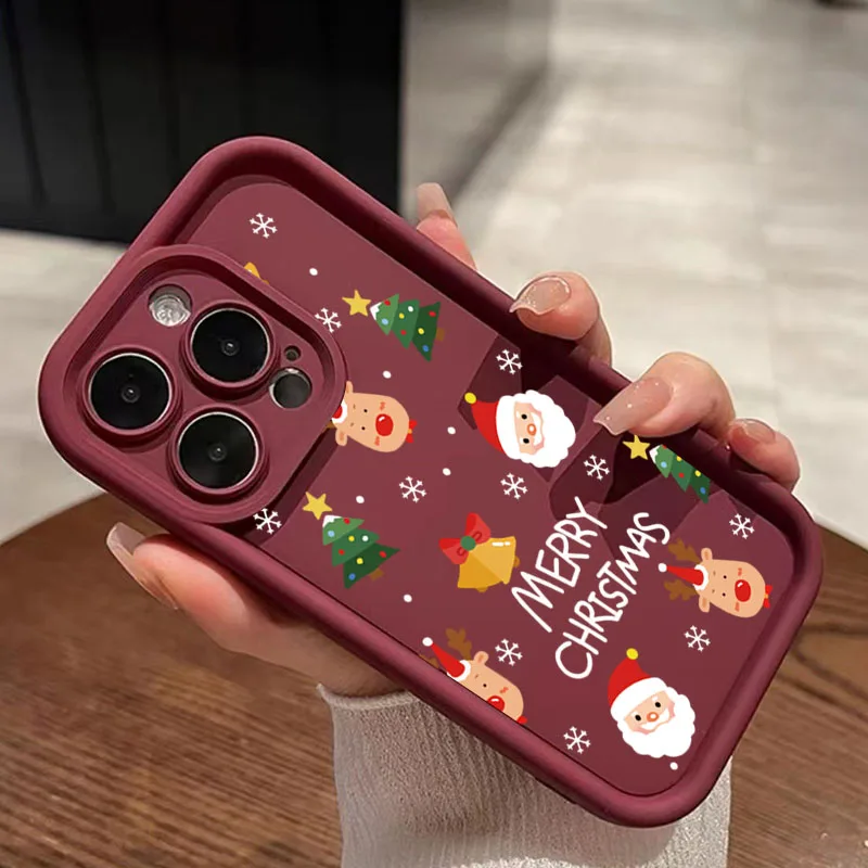 Funda de teléfono con estampado de árbol de Navidad y Papá Noel para iPhone 17 16 15 14 13 12 11 Pro Max XS XR 7 8 Plus 16E, funda suave a prueba de golpes - imagen 5