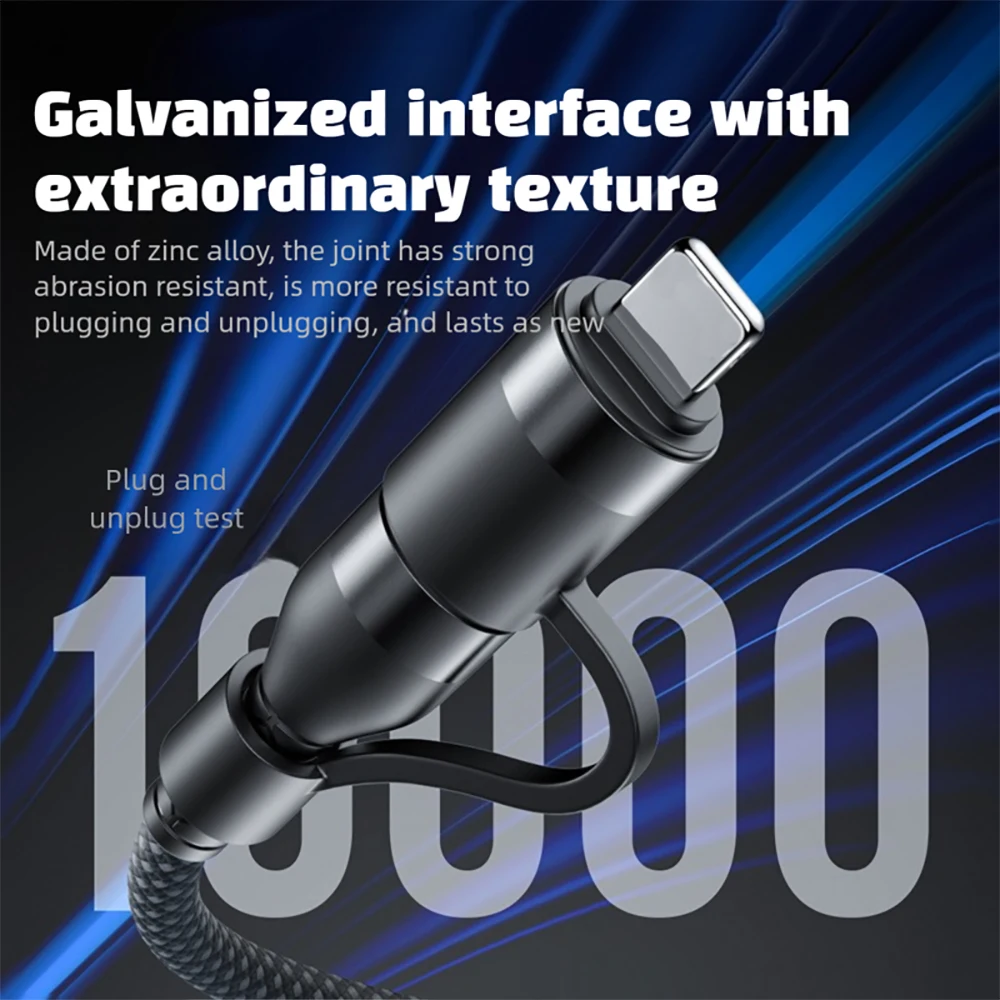 Cable de datos rápido magnético 4 en 1 USB A tipo C a USB C Lightning PD 240W Cable para iPhone 15 14 Pro cargador de carga Samsung Huawei - imagen 3