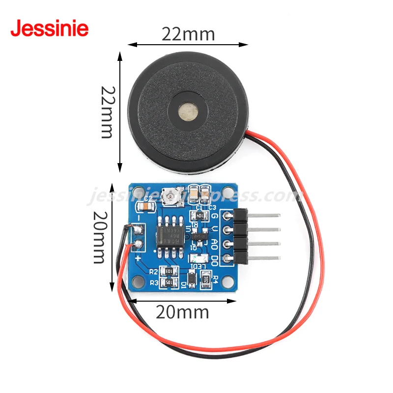 Módulo de Sensor de vibración cerámico piezoeléctrico analógico, película, zumbador de vibración piezoeléctrica, interruptor de señal, salida de nivel TTL, 5 uds./1 ud. - imagen 3