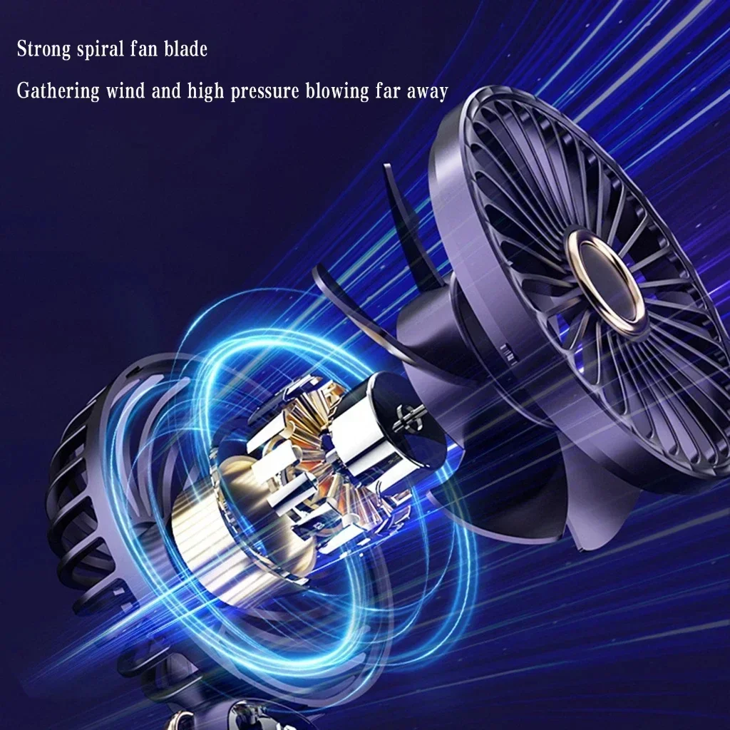 Miniventilador portátil plegable para colgar en el cuello, ventilador recargable por USB de 5 velocidades con soporte para teléfono y pantalla de visualización, 6000mAh - imagen 5