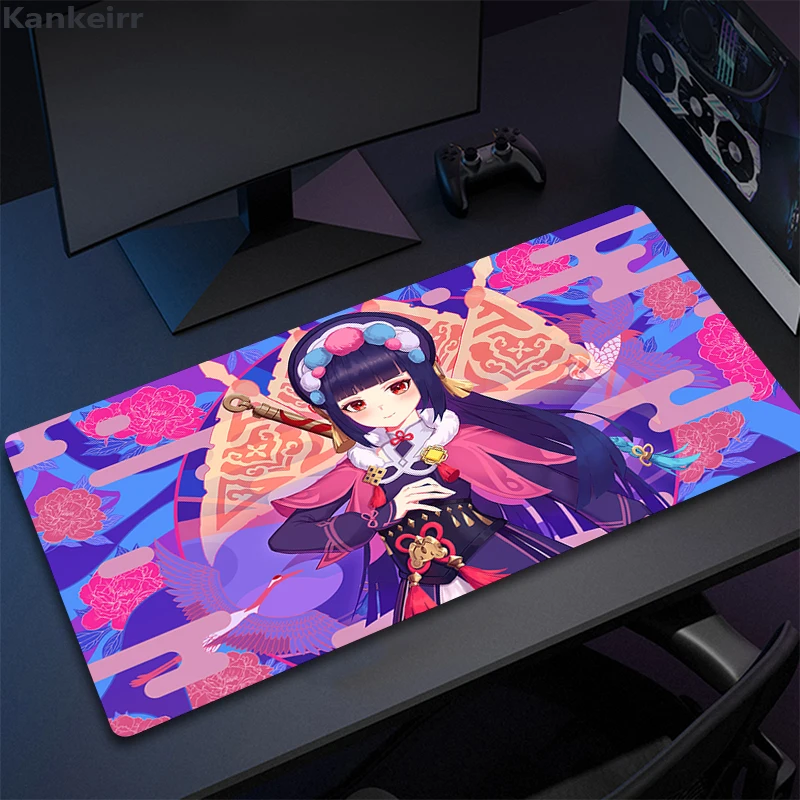 Alfombrilla de ratón de Anime Genshin Impact Hu Tao, alfombrilla de ratón grande para juegos, alfombrilla de goma para escritorio, accesorios para Pc, Protector de escritorio, almohadillas para teclado de Jugador - imagen 4
