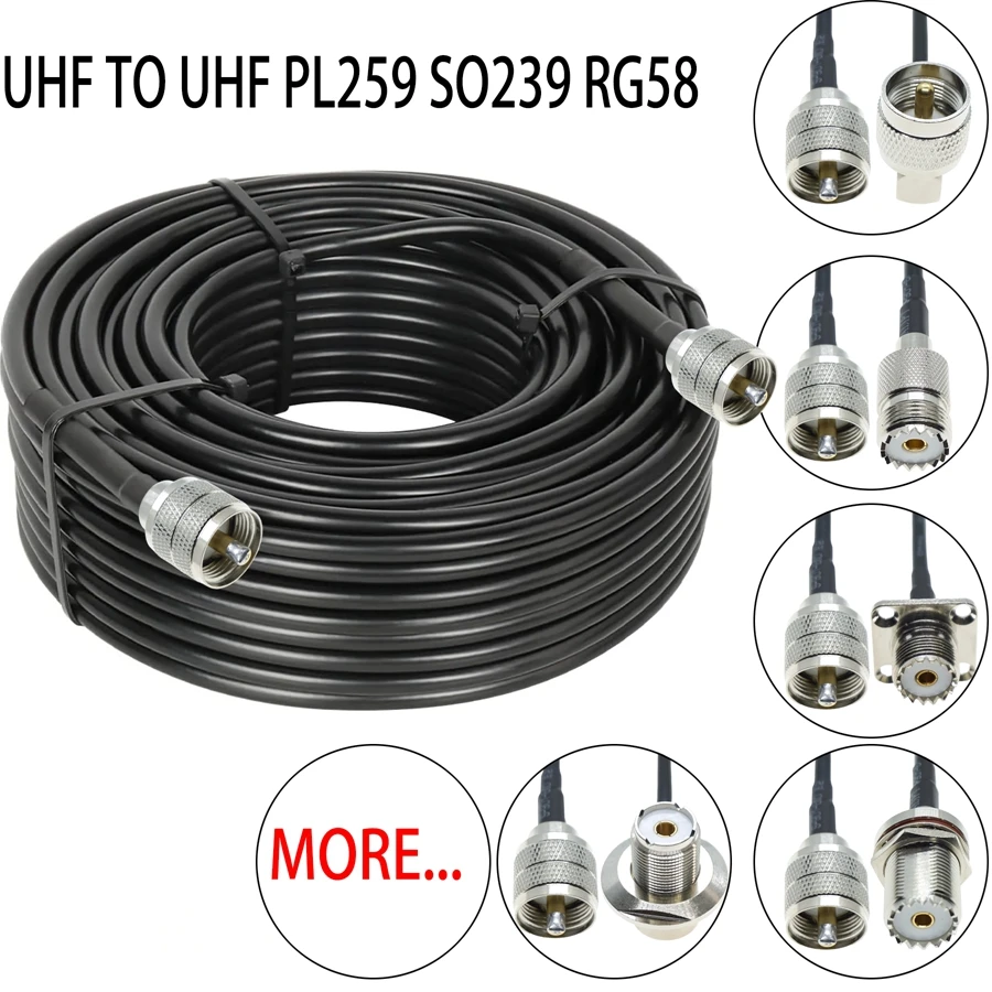 Conector coaxial RG58 UHF PL259/SO-239 – Extensión antena WiFi coche - imagen 4