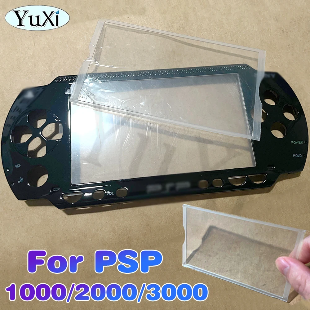 Pantalla LCD para PSP, lente de plástico y vidrio para consola de juegos PSP 1000 2000 3000, marco transparente, Panel de cubierta de espejo transparente, 1 ud.