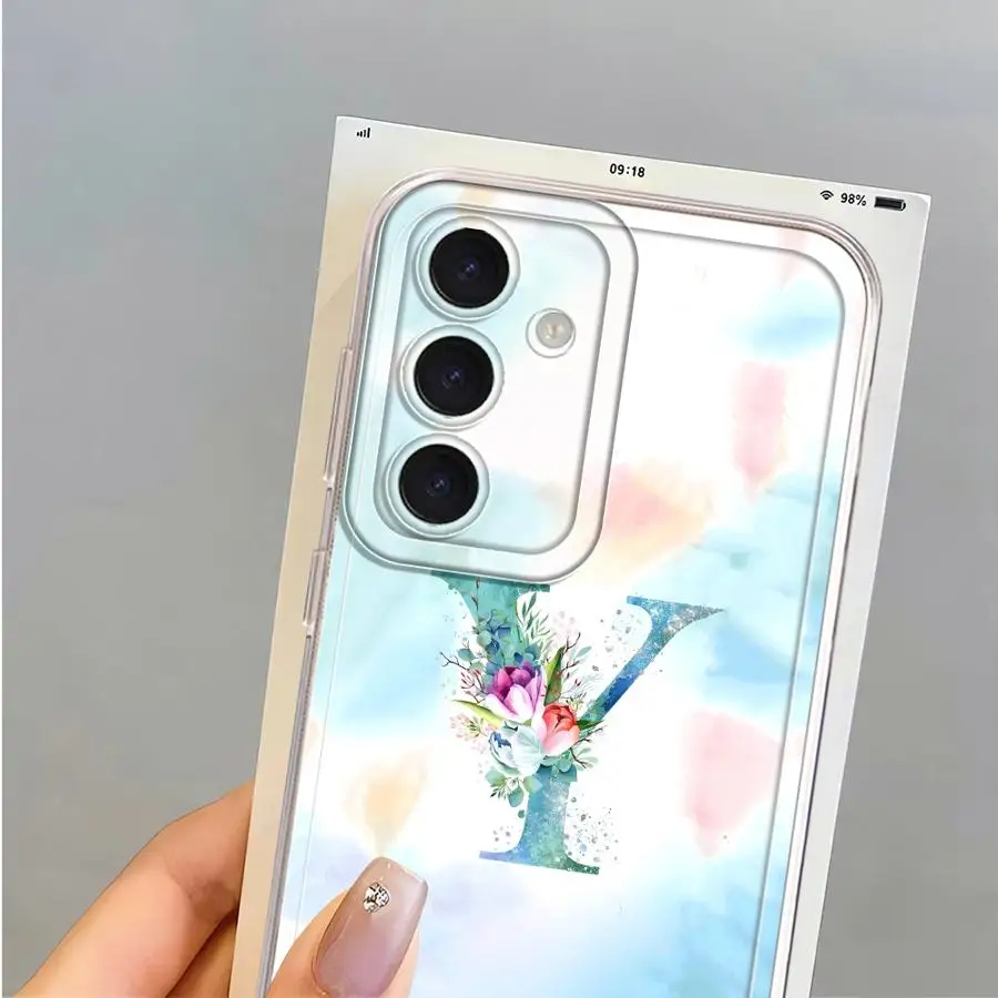 Funda transparente para Samsung Galaxy A25 A22 A35 A12 A35 A71 A72 A15 A73 A16 A13 letras exquisitas W - imagen 5