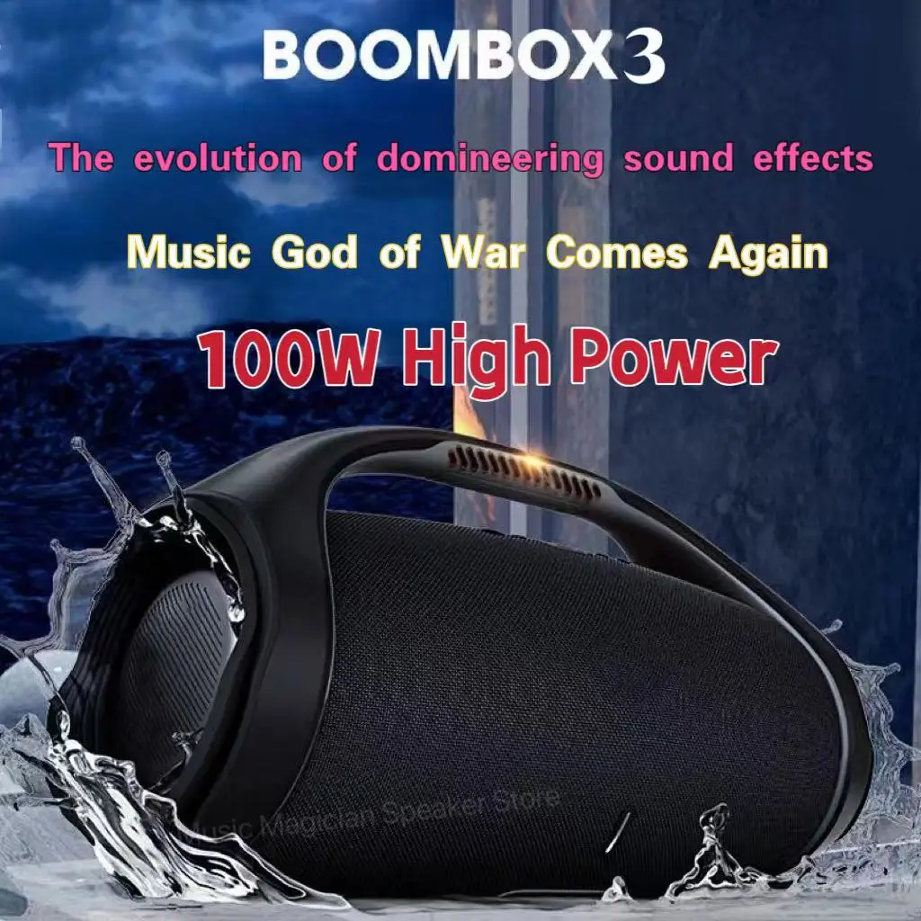 Altavoz Bluetooth portátil resistente al agua de 100W de alta potencia RGB luz colorida Subwoofer inalámbrico 360 estéreo envolvente TWS FM Boom Box - imagen 2