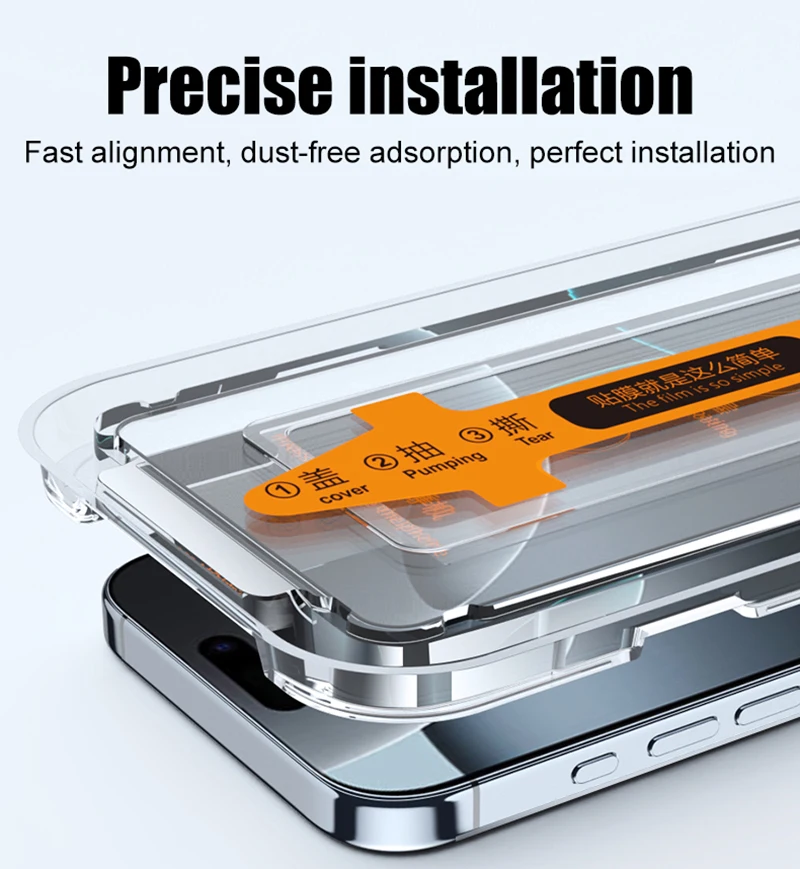 2 uds instalación sin polvo vidrio templado para iPhone 16 15 14 13 12 11 Pro Max Plus Mini Protector de pantalla película protectora completa - imagen 5